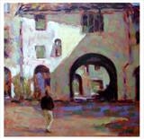 Afternoon Stroll in the Ampitheatre Lucca by chick mcgeehan, Painting, Oil and Acrylic on Canvas