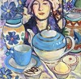 Afternoon tea with J.D. by chick mcgeehan, Painting, Oil on canvas