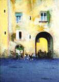 Ampitheatre Lucca by chick mcgeehan, Painting, Acrylic on board