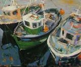 Fishing Boats Ullapool by chick mcgeehan, Painting, Oil and Acrylic on Canvas