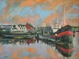 Harbour Nocturne in Oils by chick mcgeehan, Painting, Oil on canvas