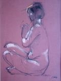 Meditation with Sam by chick mcgeehan, Drawing, Pastel on Paper