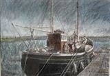 Misty Isle at Irvine harbour by chick mcgeehan, Drawing, Pastel on Paper