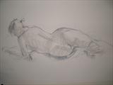 Reclining Nude by chick mcgeehan, Drawing, Charcoal on Paper