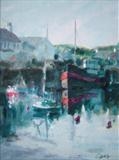 Reflections, Irvine Harbour by chick mcgeehan, Painting, Acrylic on board