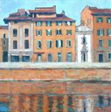 Riverside Pisa by chick mcgeehan, Painting, Acrylic on canvas