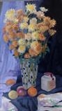 Still Life with Chrysanthemums by chick mcgeehan, Painting, Acrylic on board