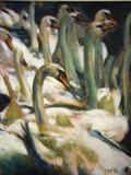 Swans 3 by chick mcgeehan, Painting, Oil on canvas