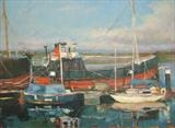 The puffer "Spartan" and "Kyles" at Irvine Harbour by chick mcgeehan, Painting, Oil on canvas